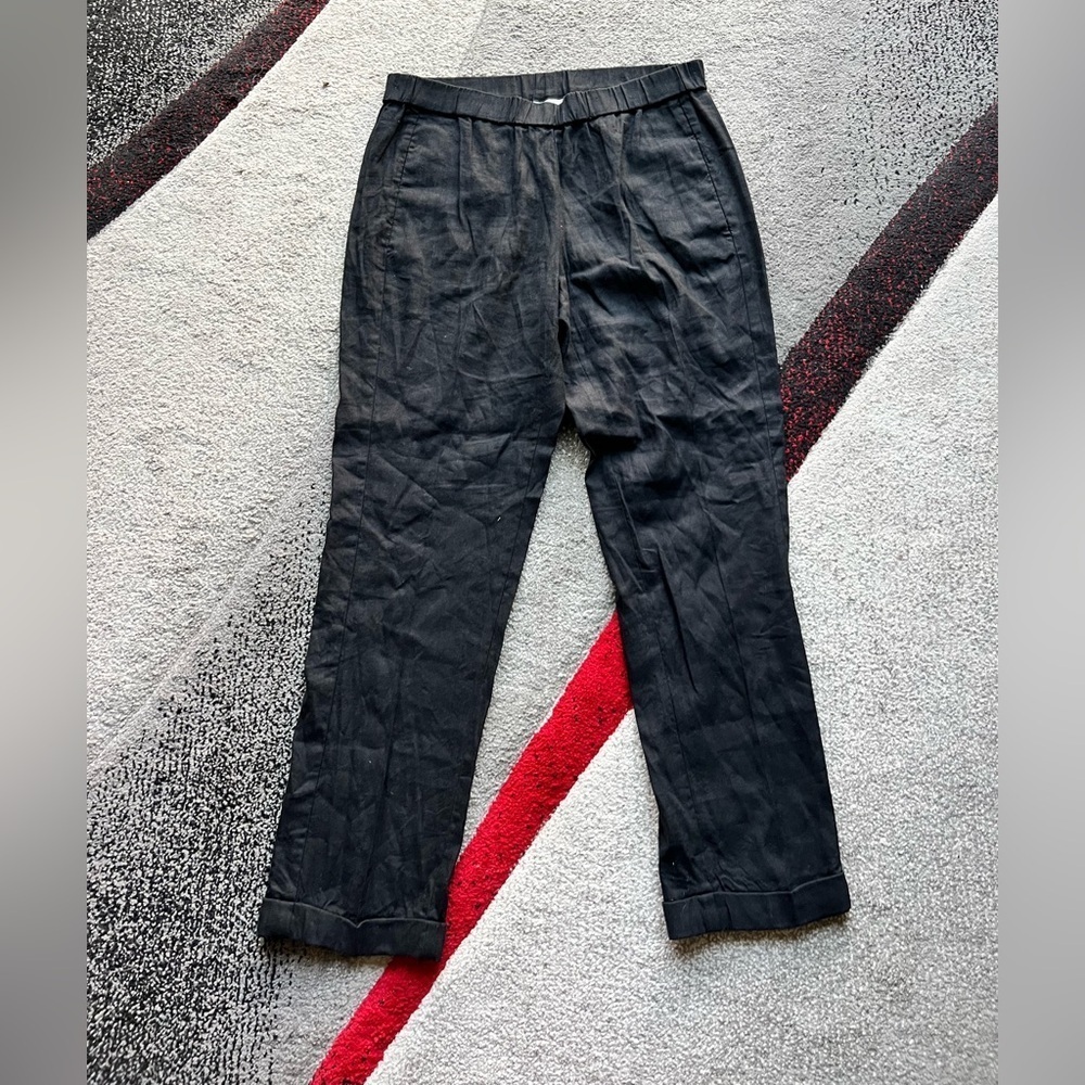 J. Jill Black Linen Stretch Cuffed Pull On Pants